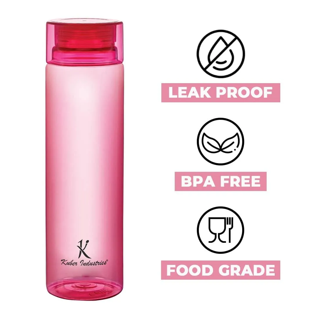 Kuber Industries Set of 4 Plastic Water Bottle | 1 Litre Round Plastic Water Bottle | Refrigerator Safe and BPA free Water Bottle | Perfect For School College Work Gym | Pack of 2 | Assorted