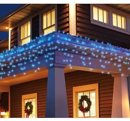 LED Indoor & Outdoor Snowing Icicle Chaser Lights with White Cable (180 Lights) - Blue