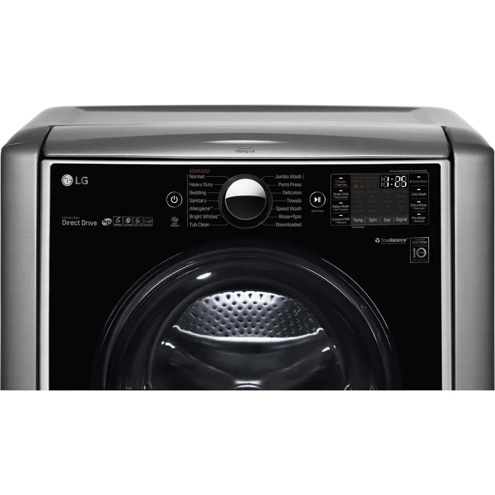 LG - 5.2 Cu. Ft. 14 Cycle Front Loading Smart Wi Fi Washer with TurboWash and Steam - Graphite Steel