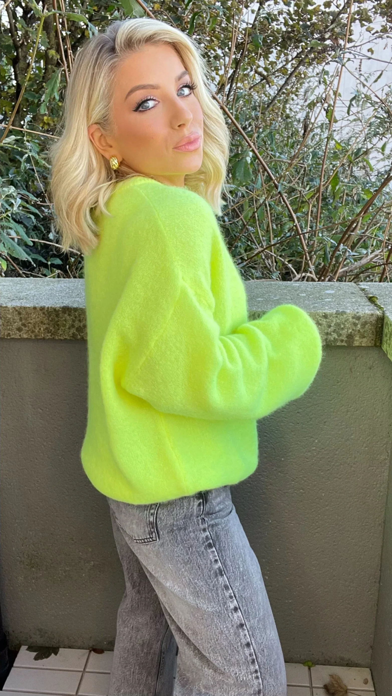 LOLLIE BABY ALPACA SWEATER - NEON YELLOW