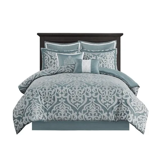 Luxurious 8 Piece Jacquard Comforter Set - Odette