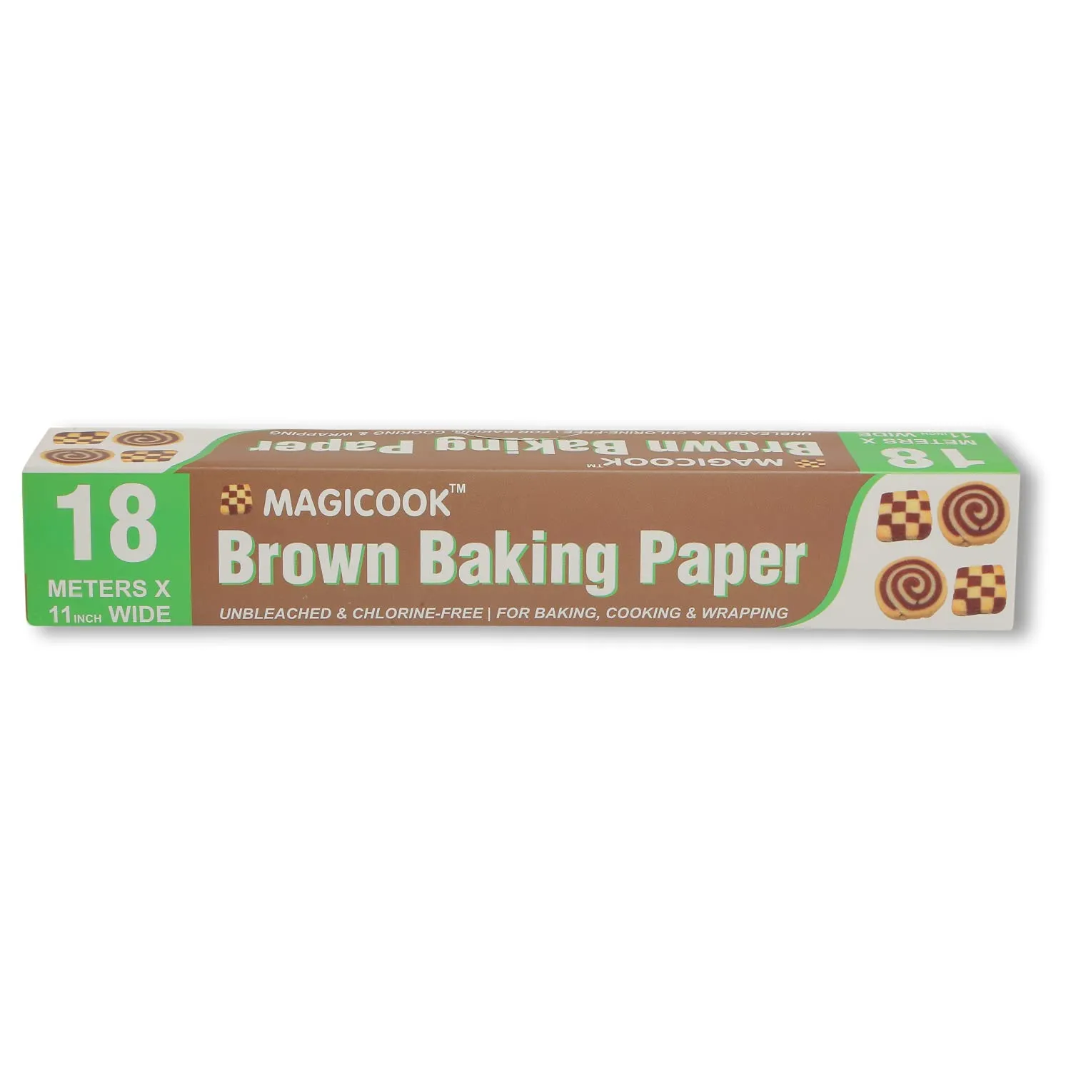 Magicook Brown Baking & Wrapping Paper Roll (Unbleached and Chlorine Free) 11 inch Width X 18 Meters Long - SBBR-B18