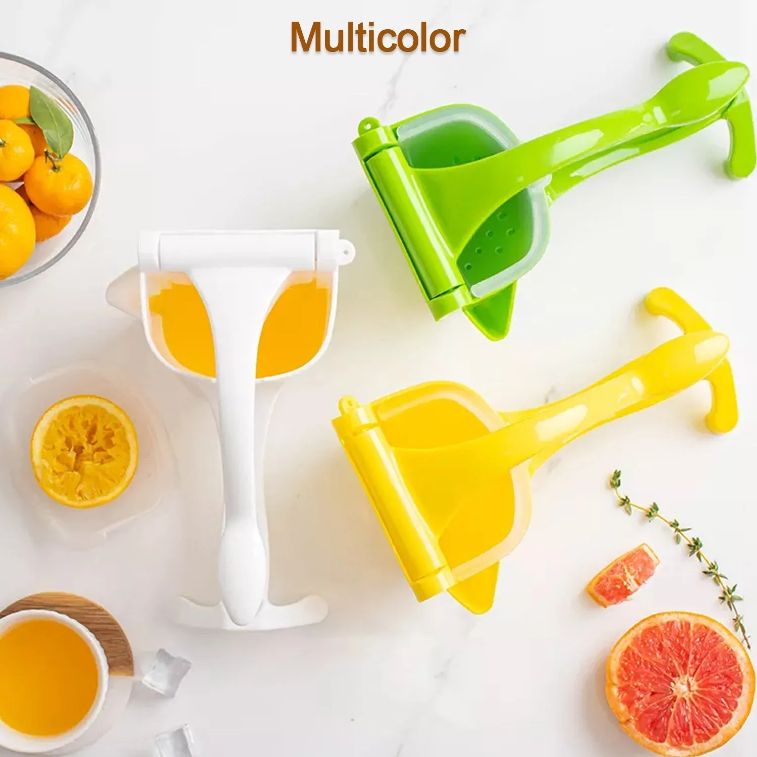 Manual Plastic Fruit Juicer, Hand Press Lemon Squeezer Hand Juicer Citrus Press Juicer Fruit Extractor Tool for Orange, Limes, Lemon ( Brown Box )