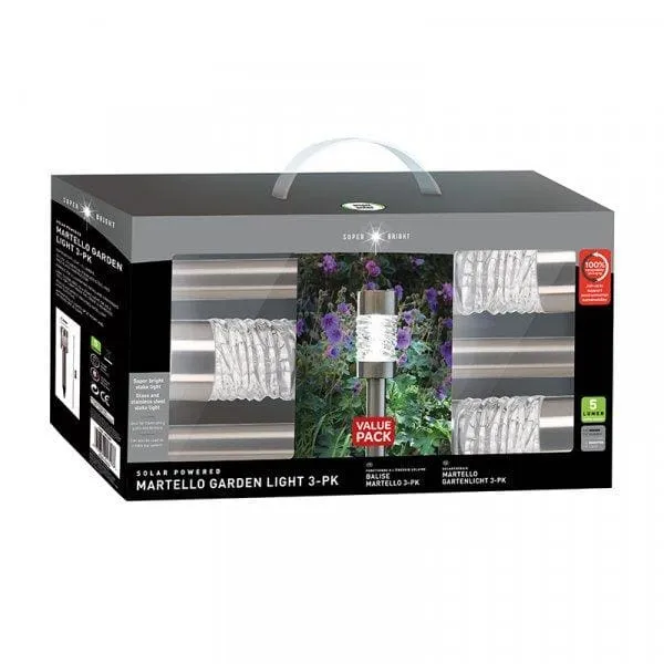 Martello Solar Garden Stake Lights - 3 Pack