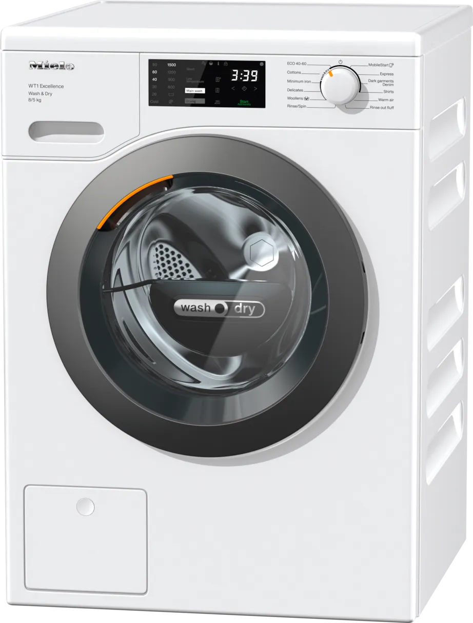 Miele WTD165 WPM 8/5kg Washer-Dryer, Lotus White, Graphite Door