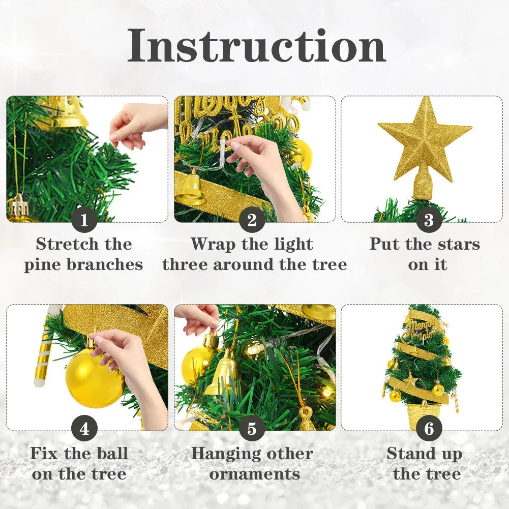 Mini Christmas Tree LED Artificial Pine Tree Xmas Desktop Decoration