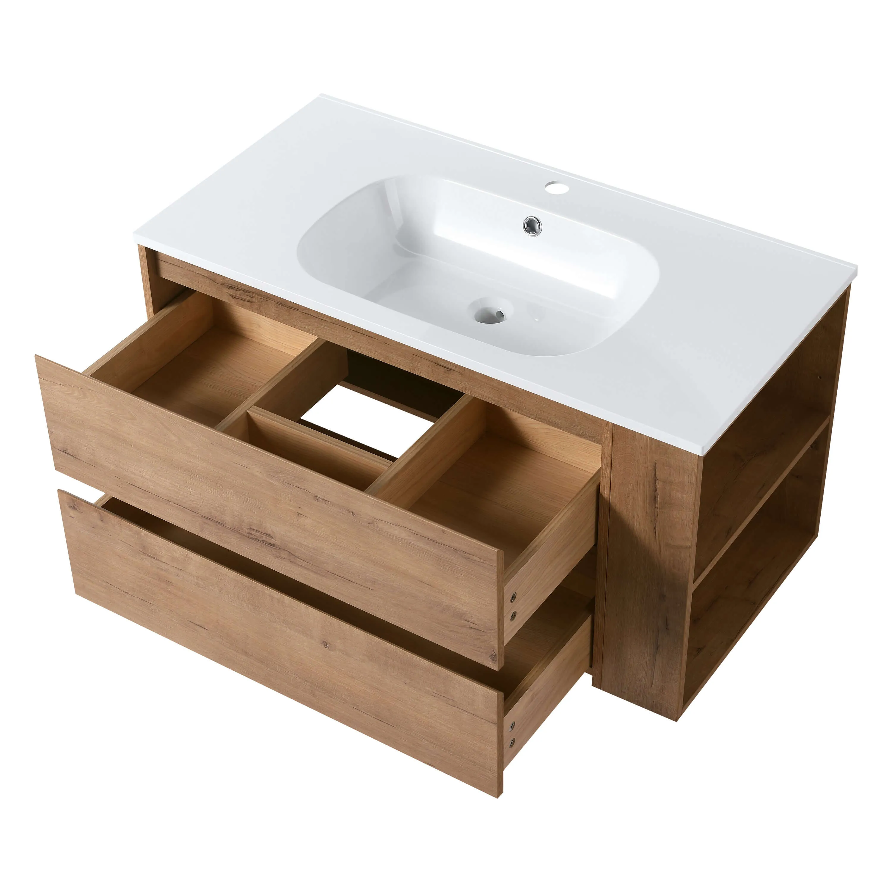 Modern 36" Wall-Mounted Vanity - Imitative Oak