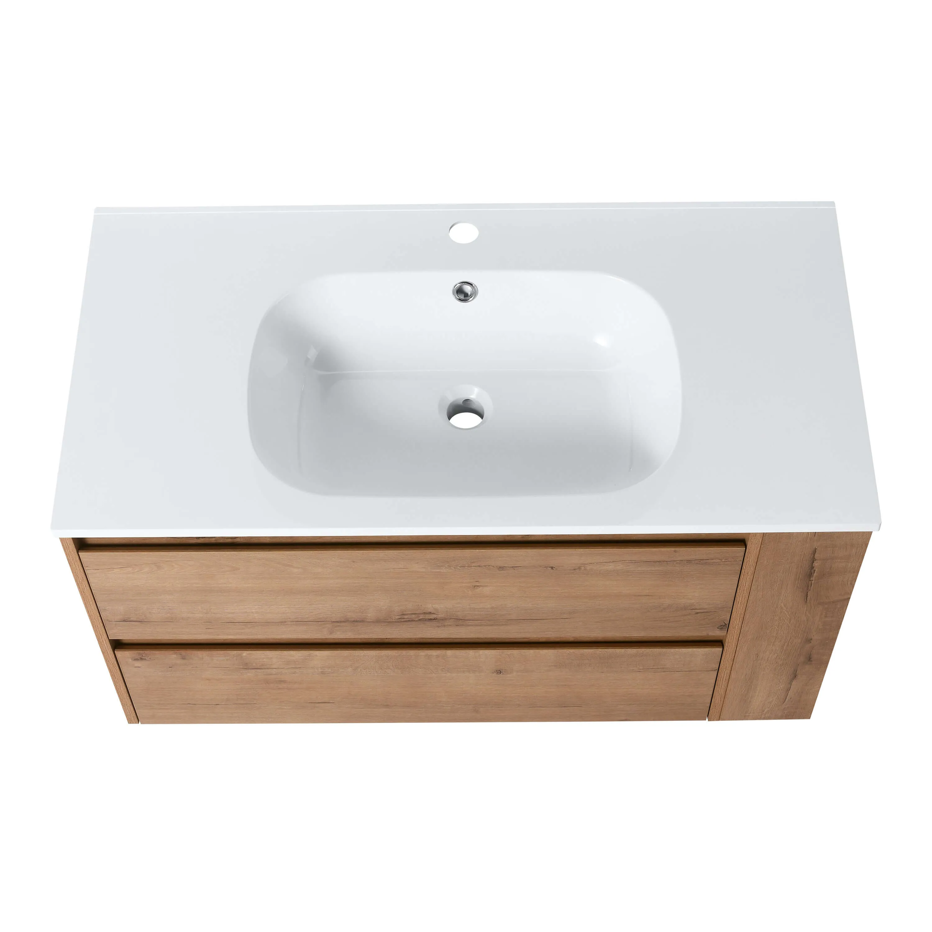 Modern 36" Wall-Mounted Vanity - Imitative Oak