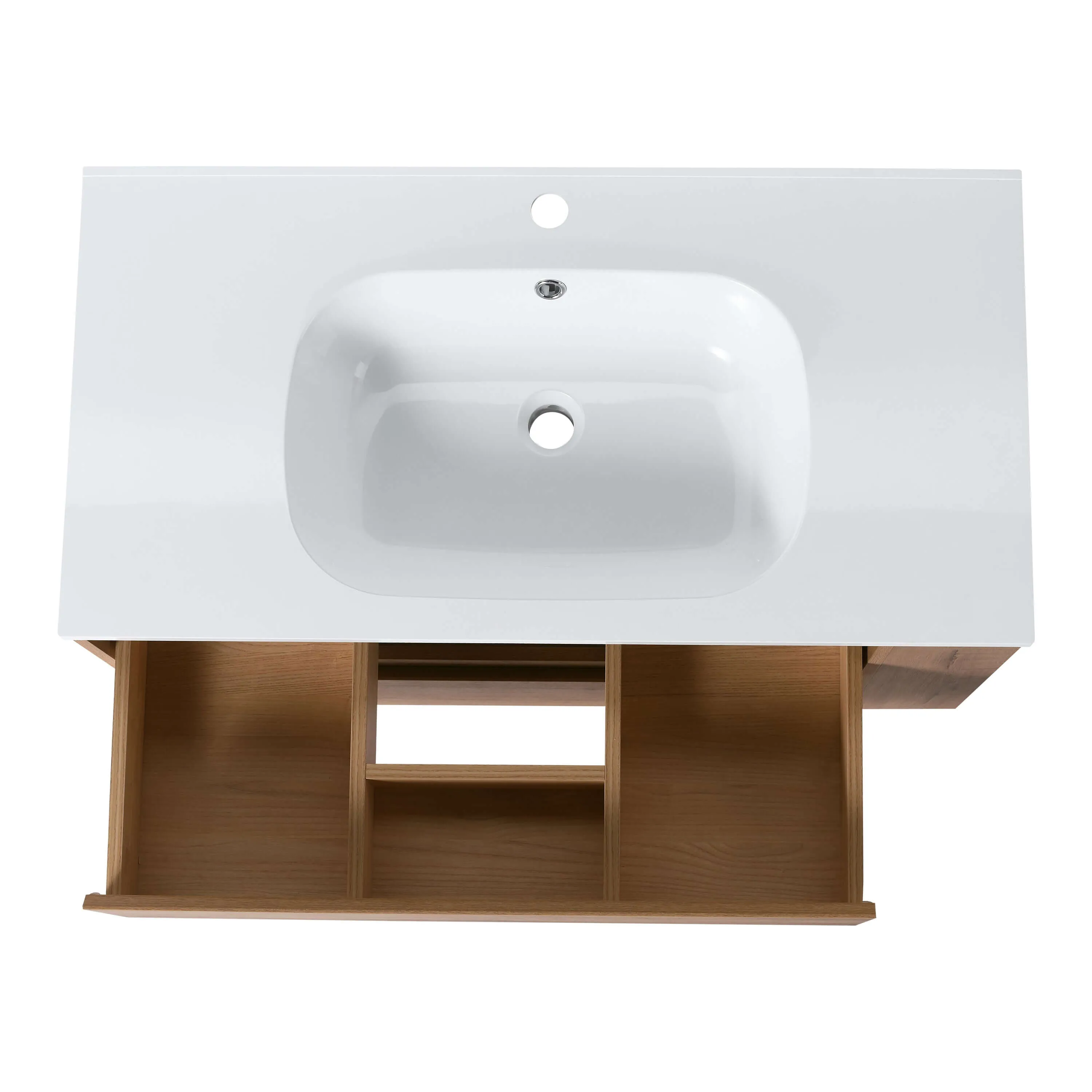 Modern 36" Wall-Mounted Vanity - Imitative Oak