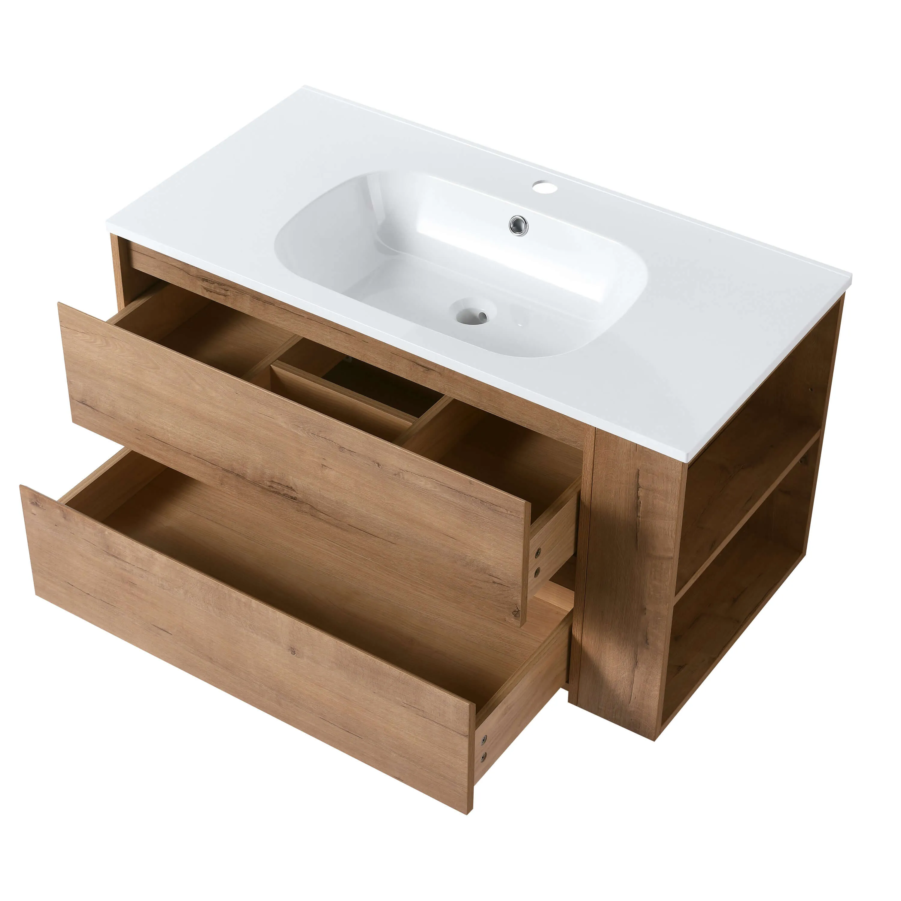 Modern 36" Wall-Mounted Vanity - Imitative Oak