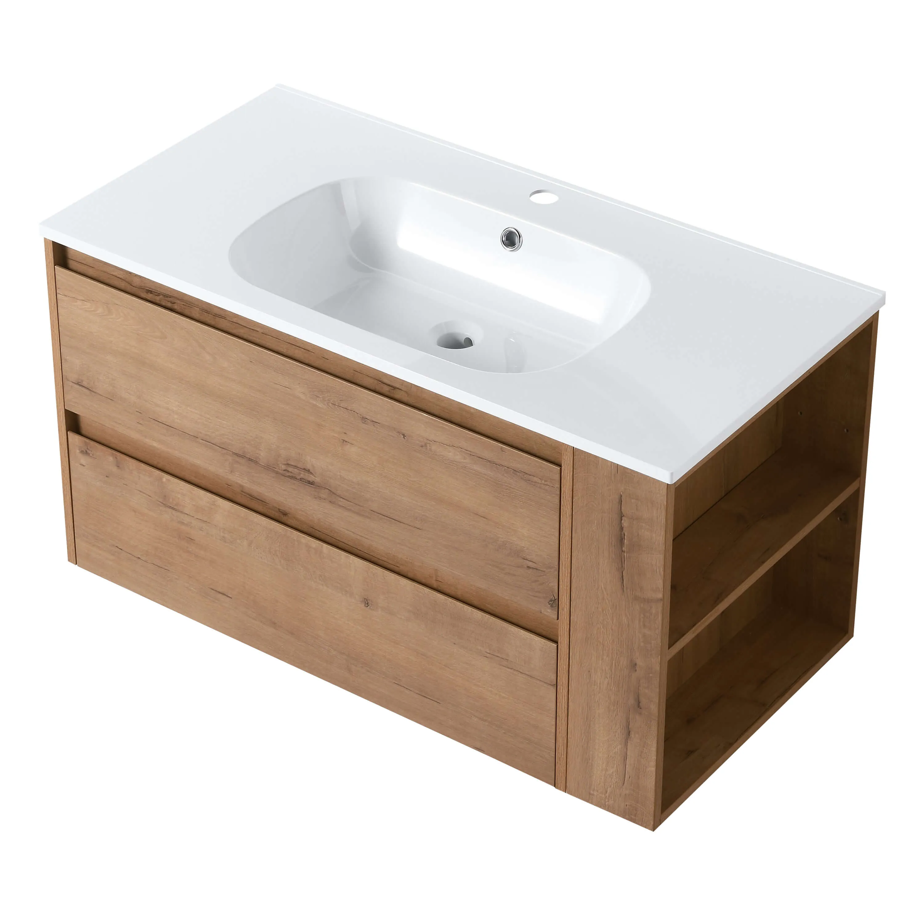 Modern 36" Wall-Mounted Vanity - Imitative Oak