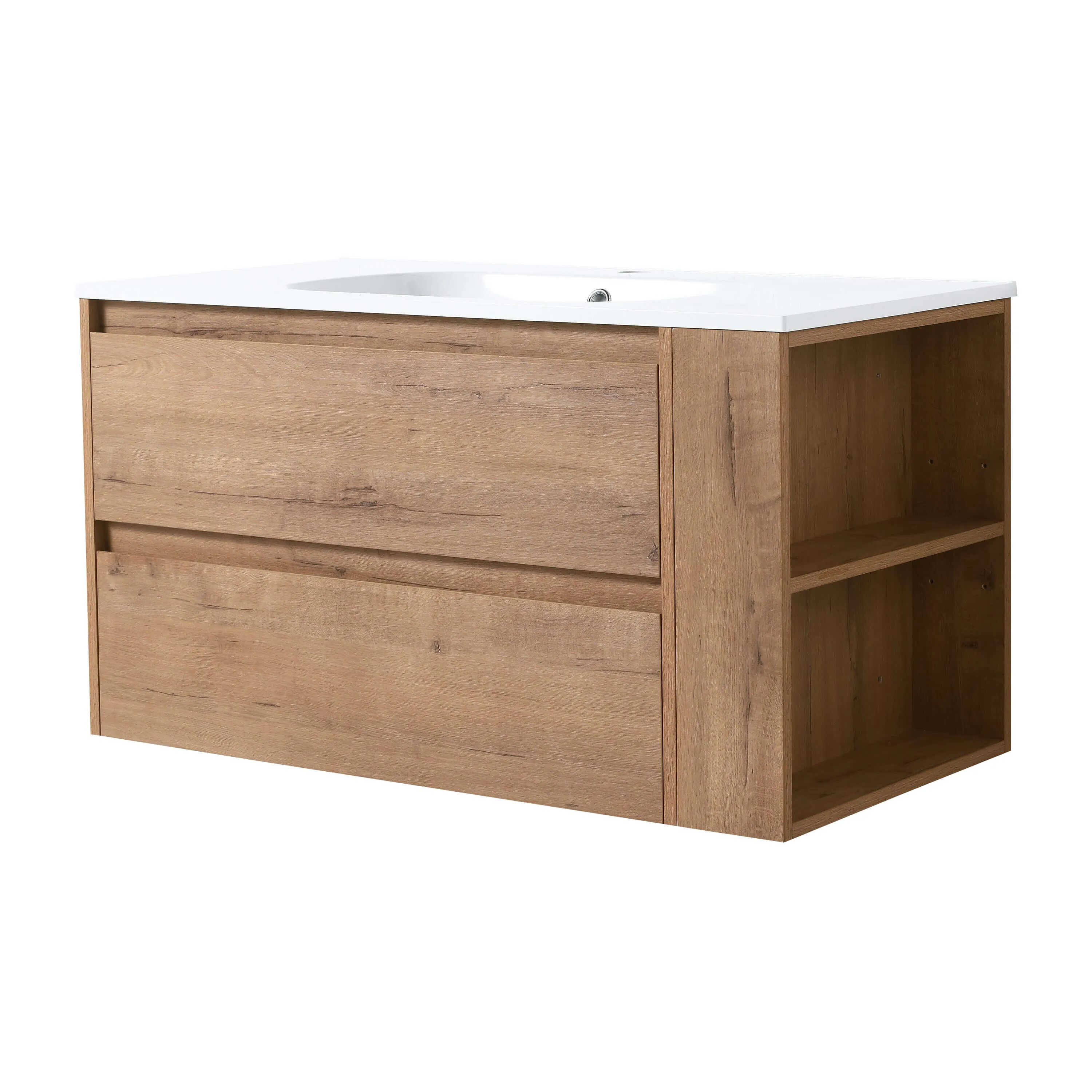 Modern 36" Wall-Mounted Vanity - Imitative Oak