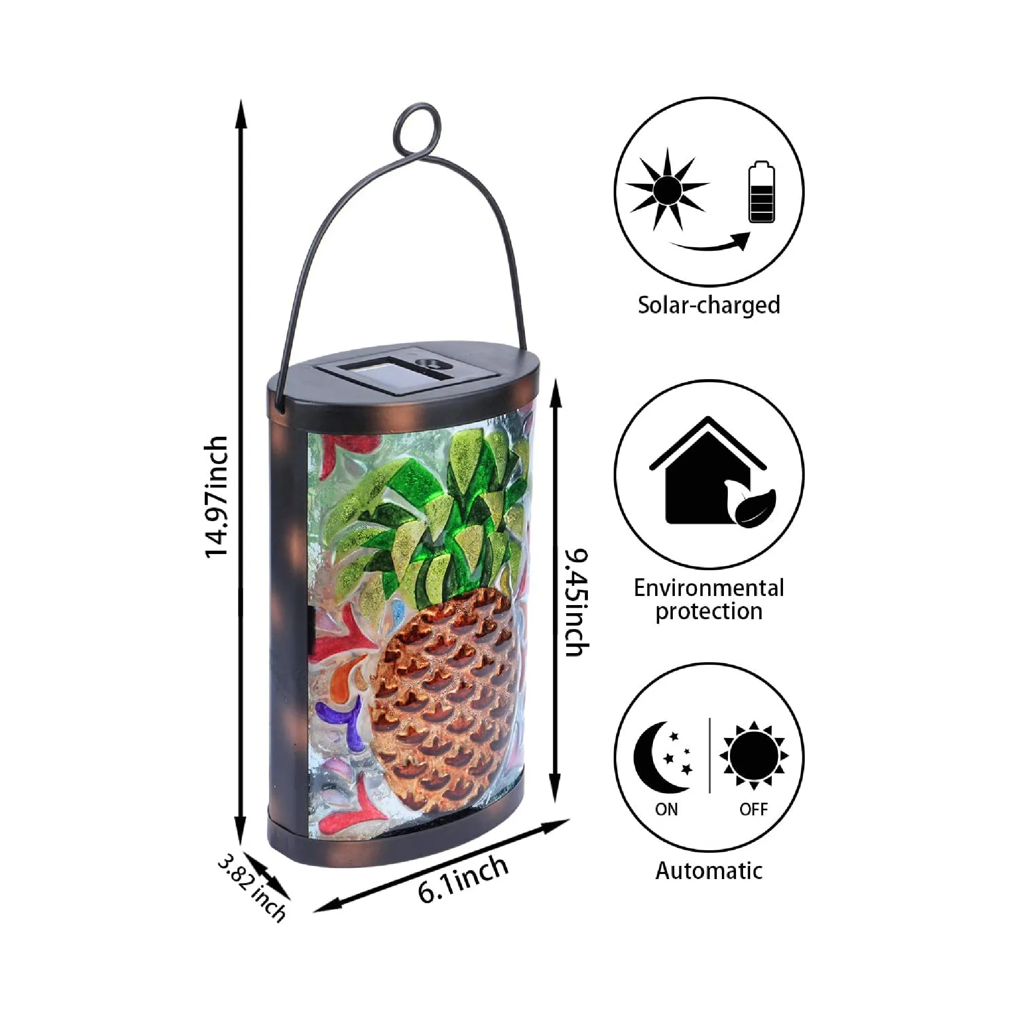 MUMTOP Outdoor Hanging Solar Lantern | Decorative| Waterproof| LED| Pineapple Solar Lights | Outdoor Garden Patio Table Lamp