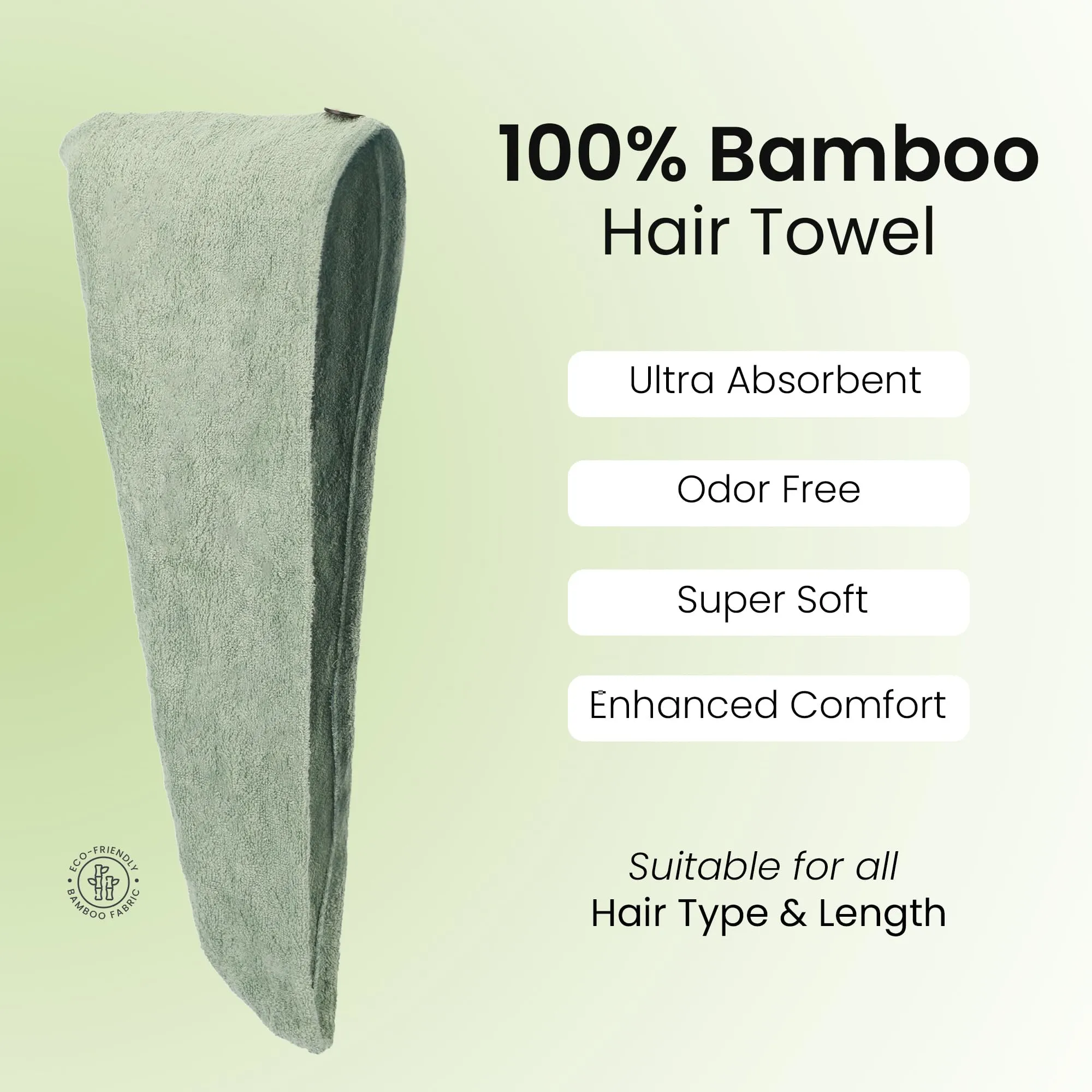 Mush Bamboo Hair Towel Wrap | Absorbent Towel Hair-Drying | Hair Care Combo | Super Quick-Drying| Adjustable Buttons to Wrap Around Hair 500 GSM (Olive Green)