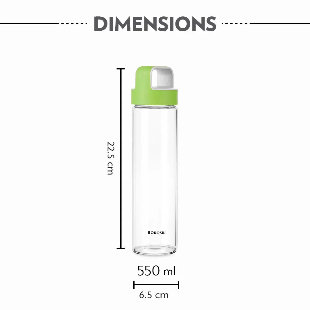 Neo Borosilicate Glass Bottle - Green Lid