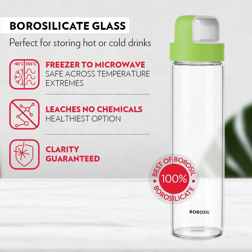 Neo Borosilicate Glass Bottle - Green Lid