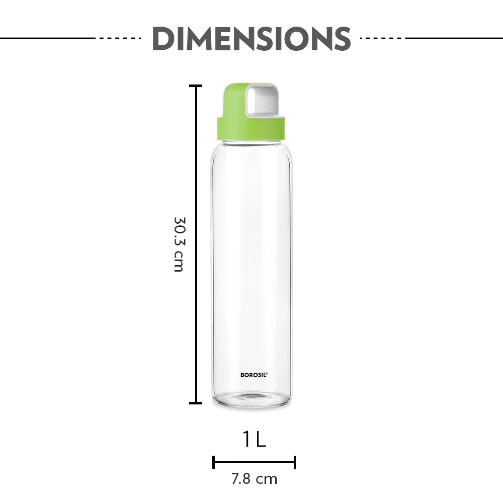 Neo Borosilicate Glass Bottle - Green Lid