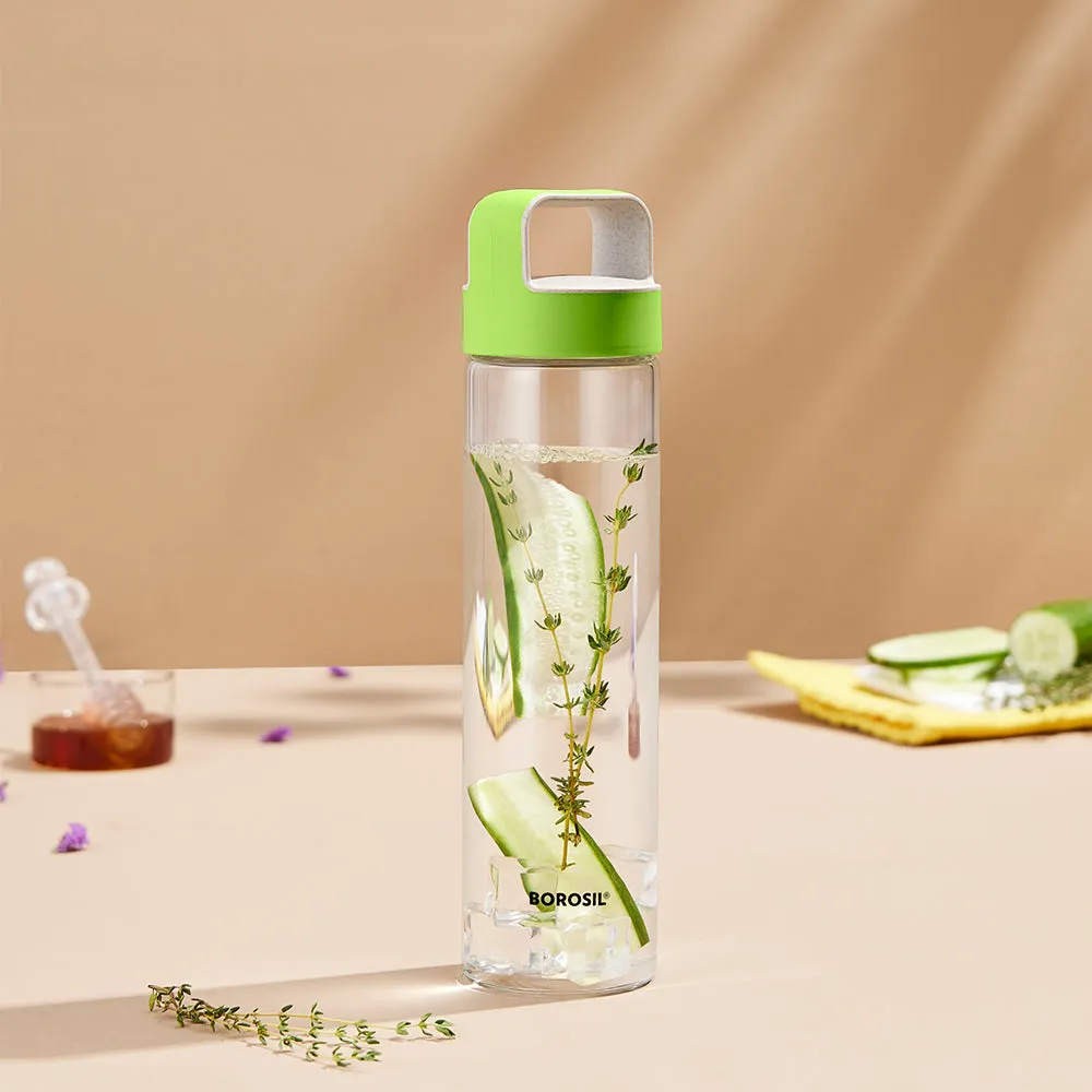 Neo Borosilicate Glass Bottle - Green Lid