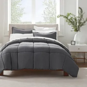 New - Twin XL 2pc Simply Clean Comforter Set Comforter Set Gray - Serta