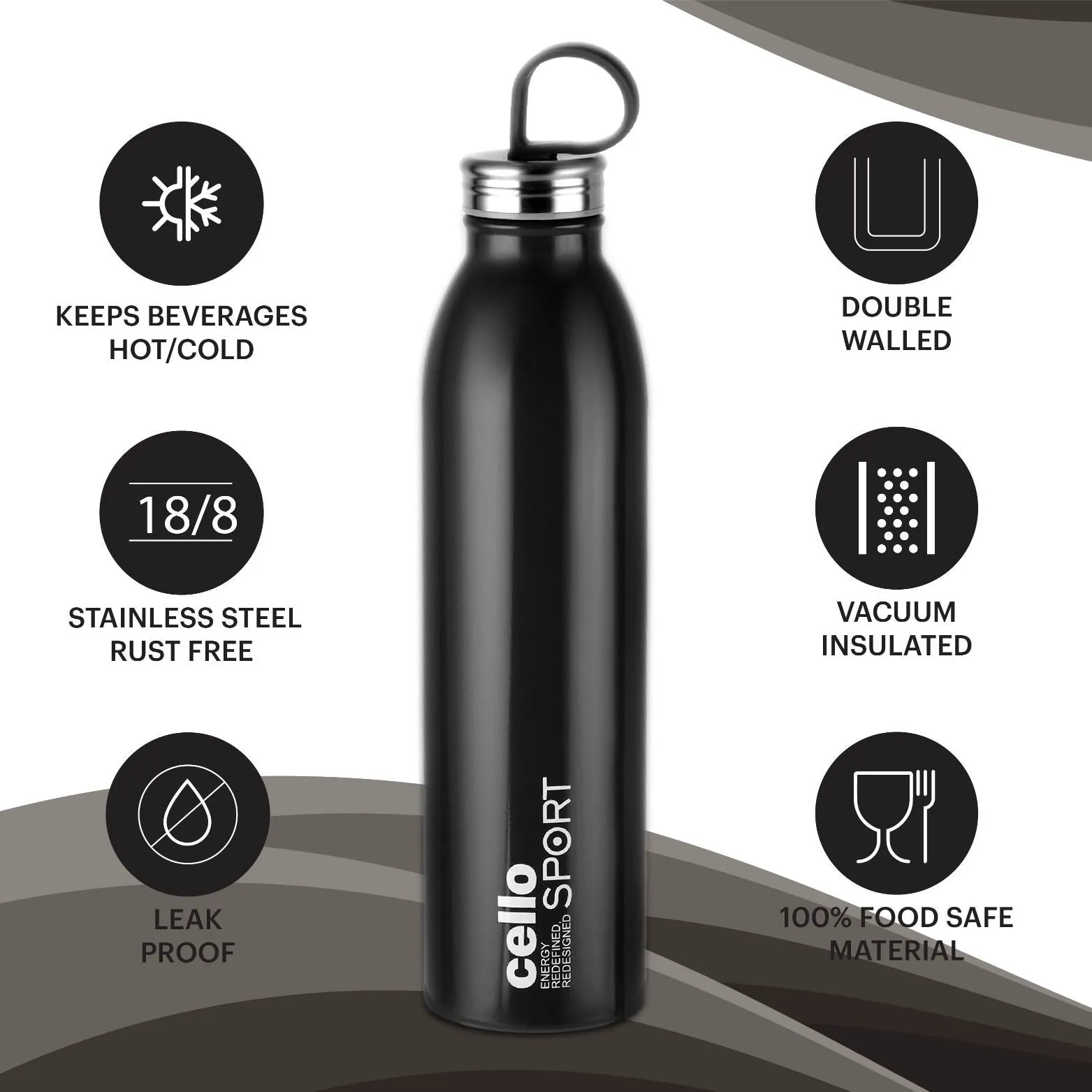 Nios Flask, Vacusteel Water Bottle, 900ml