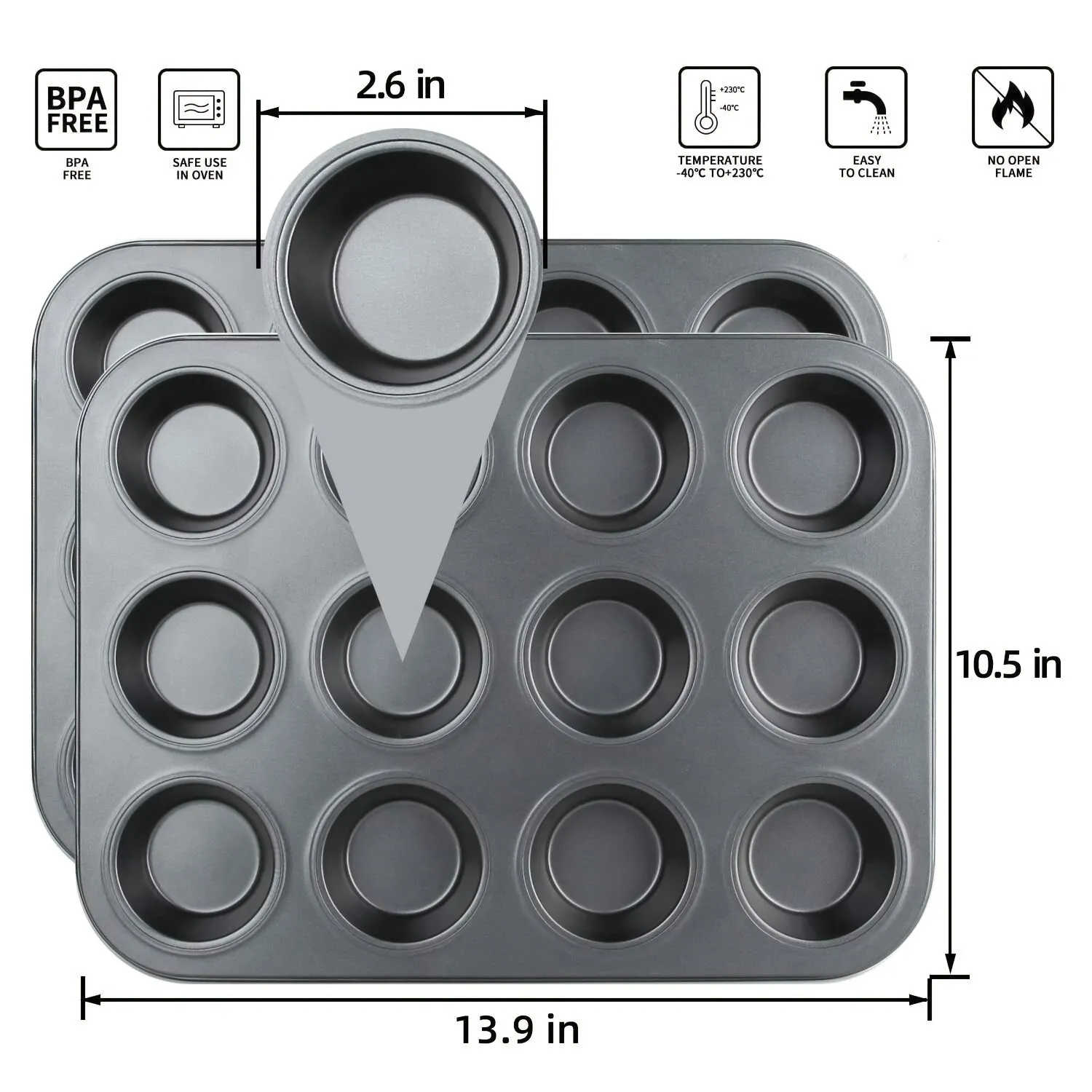 Nonstick 12Cup Muffin Pan Perfect Kitchen Oven Bakeware