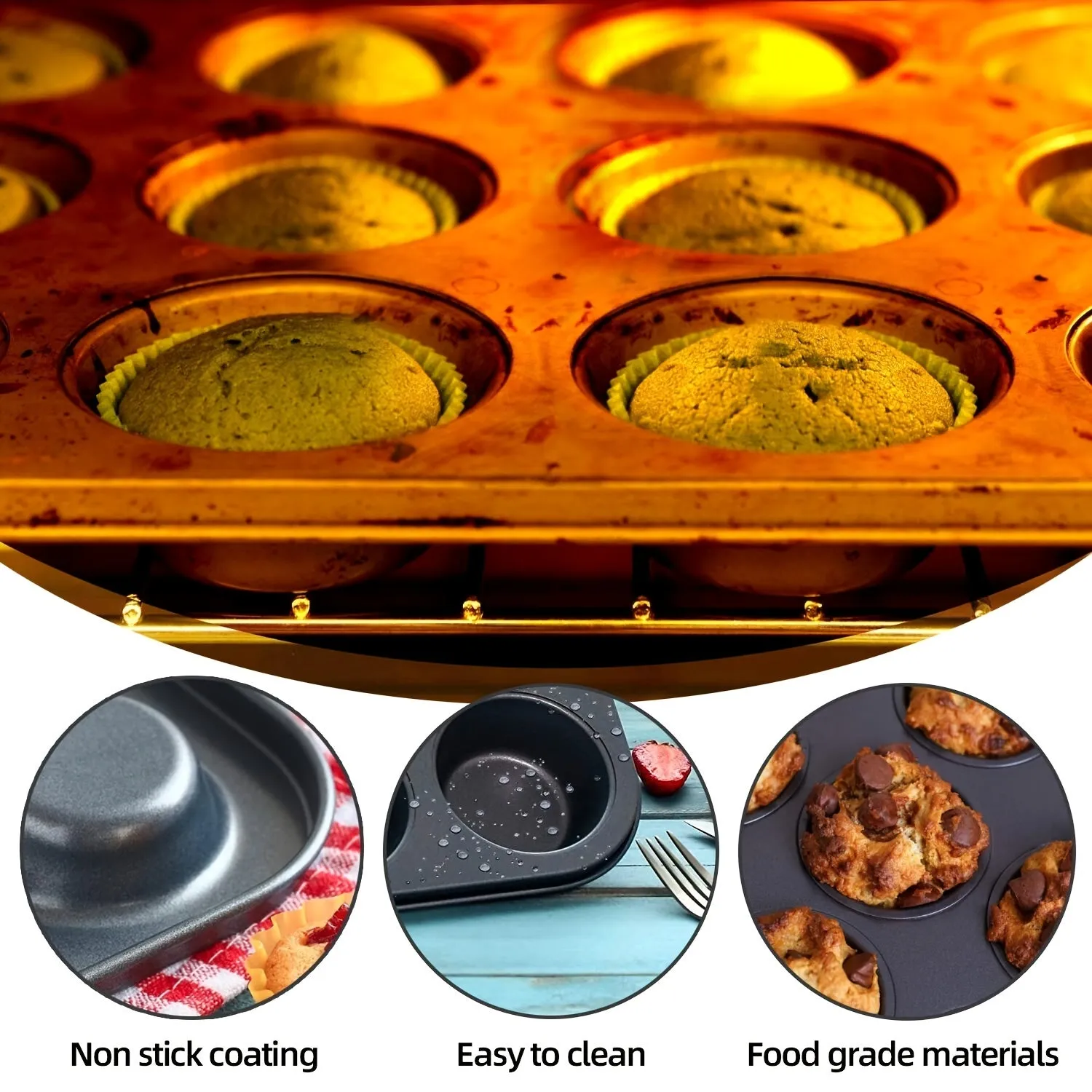 Nonstick 12Cup Muffin Pan Perfect Kitchen Oven Bakeware