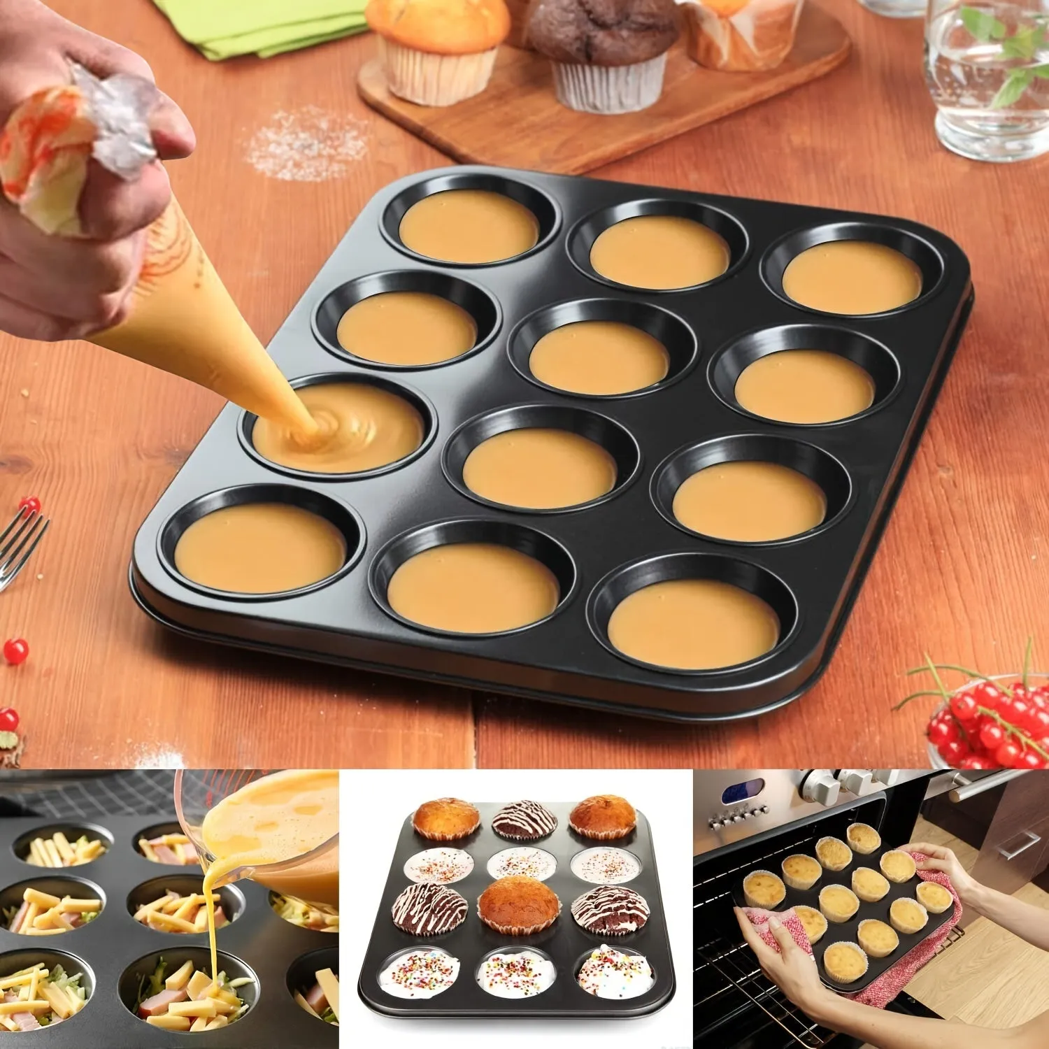 Nonstick 12Cup Muffin Pan Perfect Kitchen Oven Bakeware