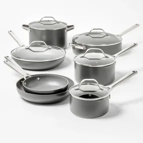 Open Box - 12pc Aluminum Nonstick Hard Adonized Cookware Set Dark Gray - Figmint