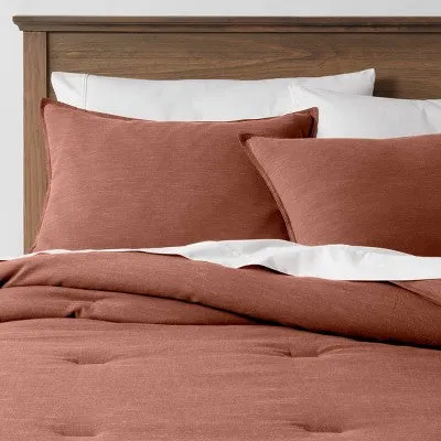 Open Box - Full/Queen Space Dyed Cotton Linen Comforter & Sham Set Rust - Threshold