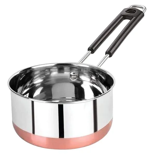 PANCA Tea Pan Stainless Steel Copper Bottom Sauce Pan Milk Pan Tapeli Patila Induction Base 1.5 Litre Sauce Pot Milk Boiler with Handle (1500 ml)