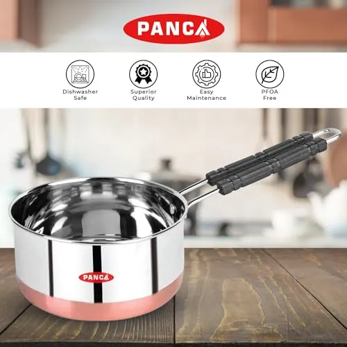 PANCA Tea Pan Stainless Steel Copper Bottom Sauce Pan Milk Pan Tapeli Patila Induction Base 1.5 Litre Sauce Pot Milk Boiler with Handle (1500 ml)