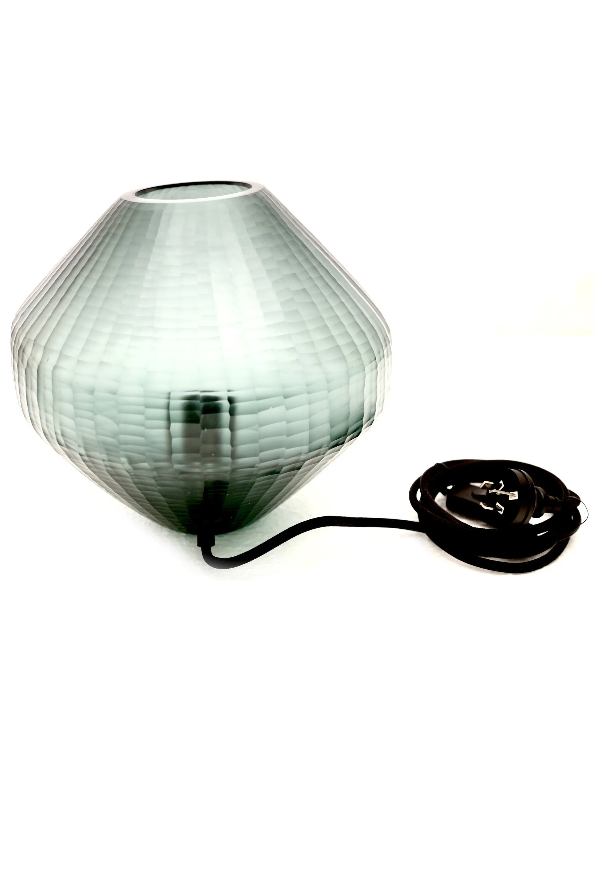 Paris Small - Bottle Green - Small Freeform Hand Cut Art Glass Table Lamp