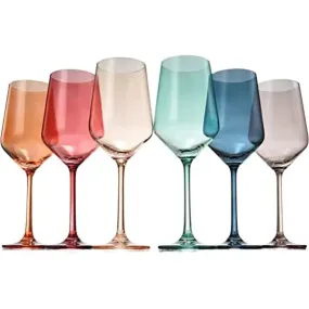 Pastel Luxury Colored Crystal Wine Glass Set of 6