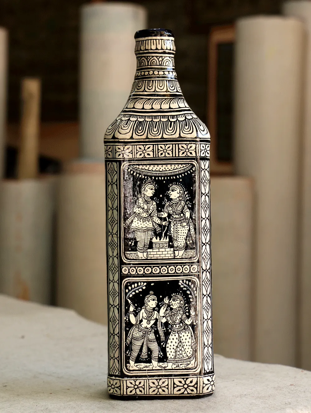 Pattachitra Art  Curio - Glass Bottle