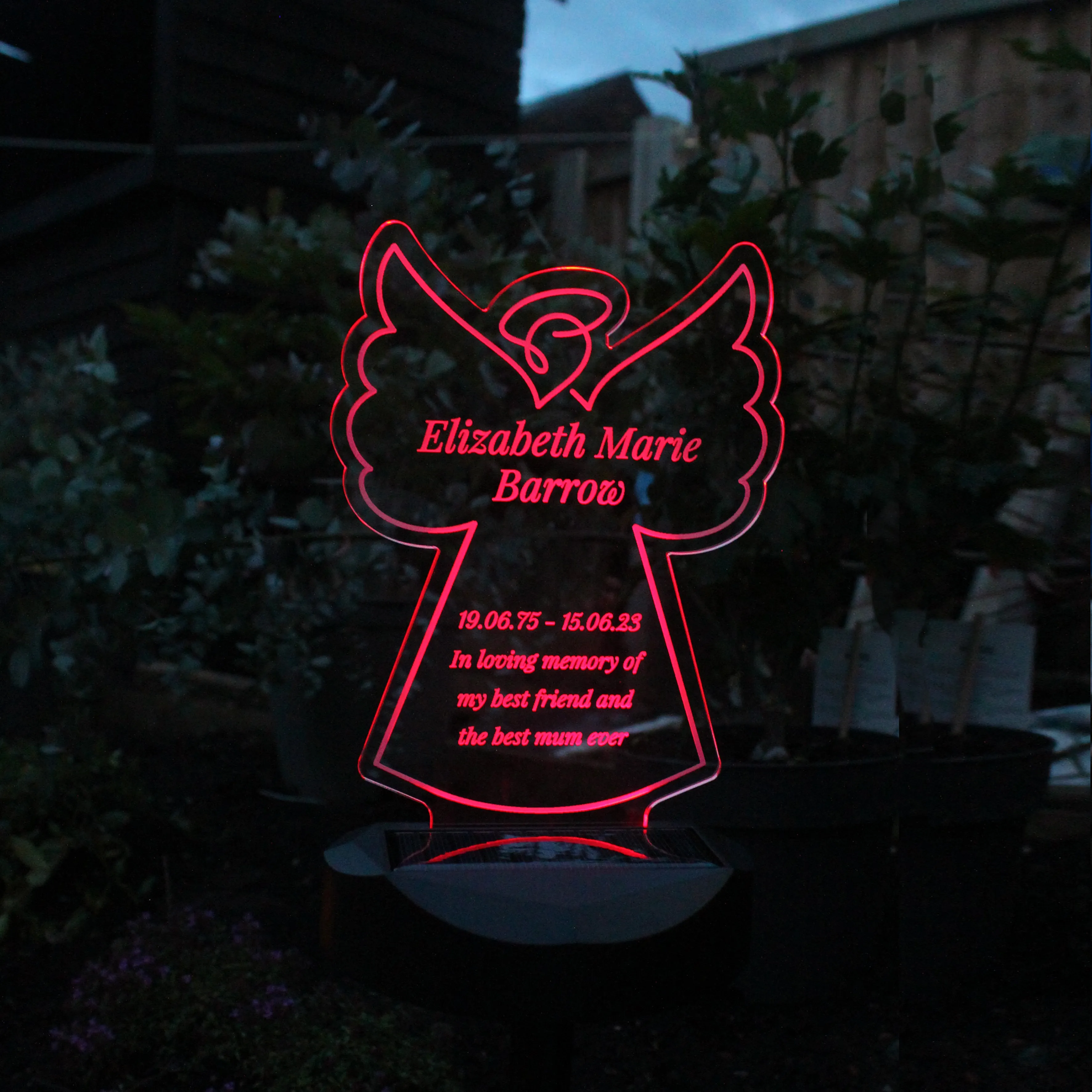 Personalised Angel Memorial Outdoor Solar Light