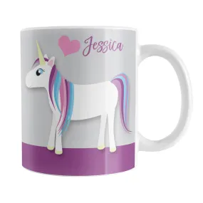 Personalized Happy Pink Heart Purple Unicorn Mug