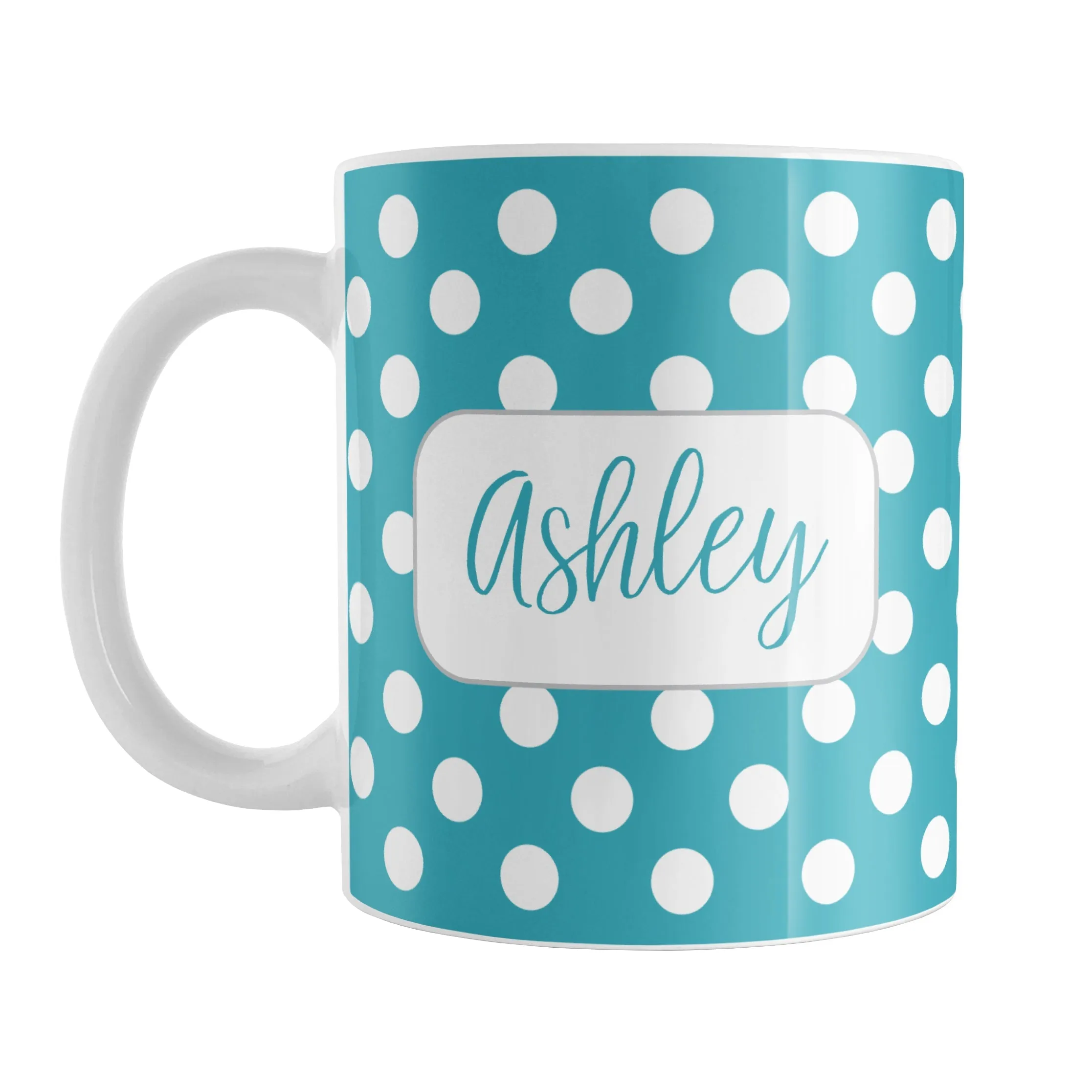 Personalized Turquoise Polka Dot Mug