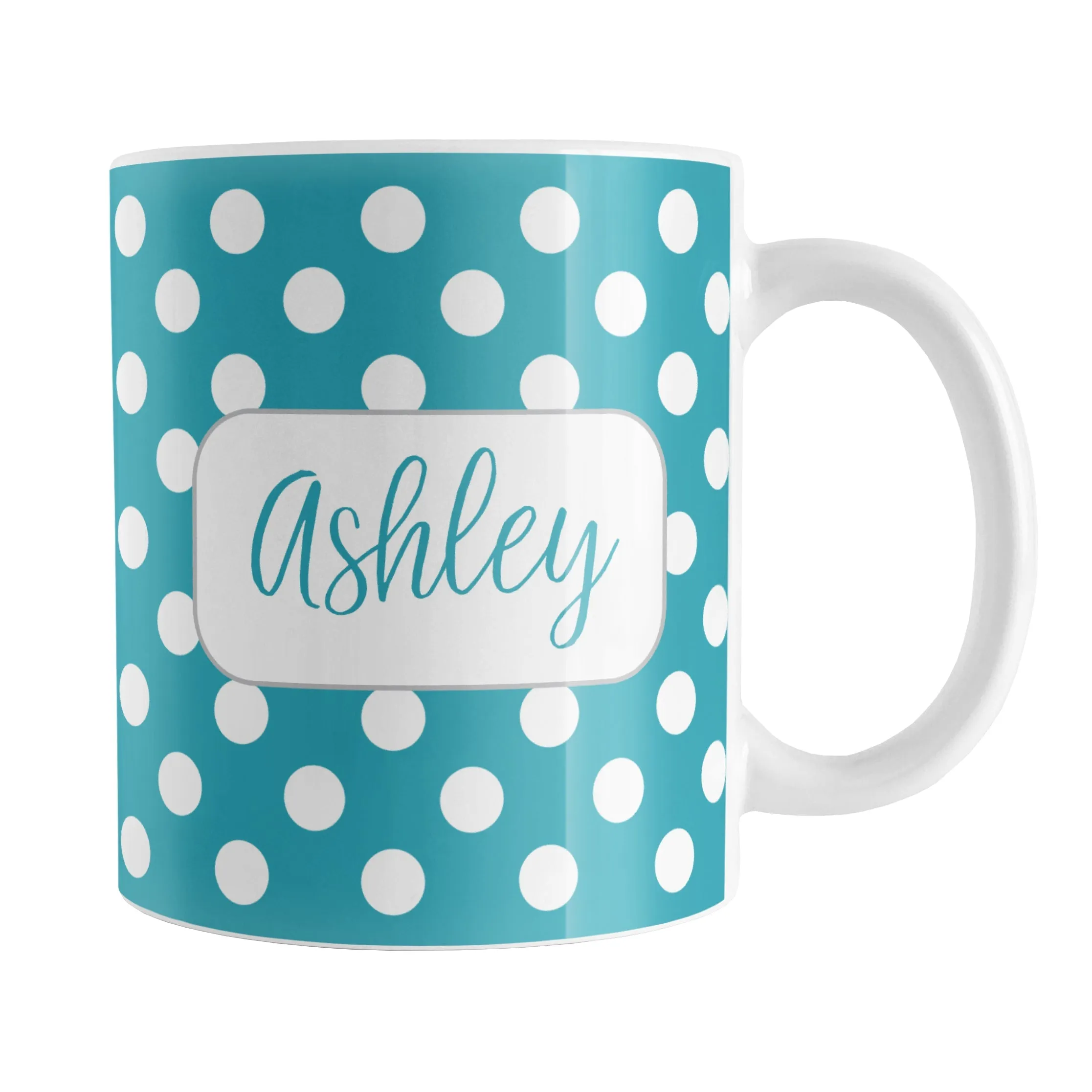 Personalized Turquoise Polka Dot Mug