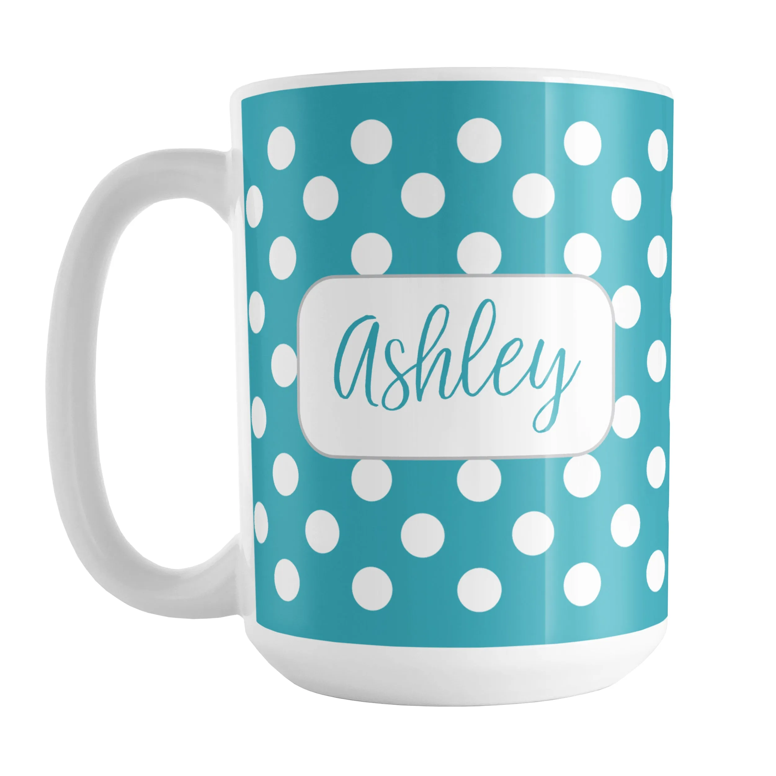 Personalized Turquoise Polka Dot Mug