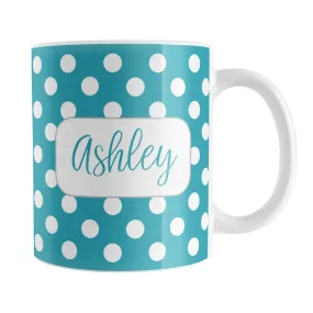 Personalized Turquoise Polka Dot Mug