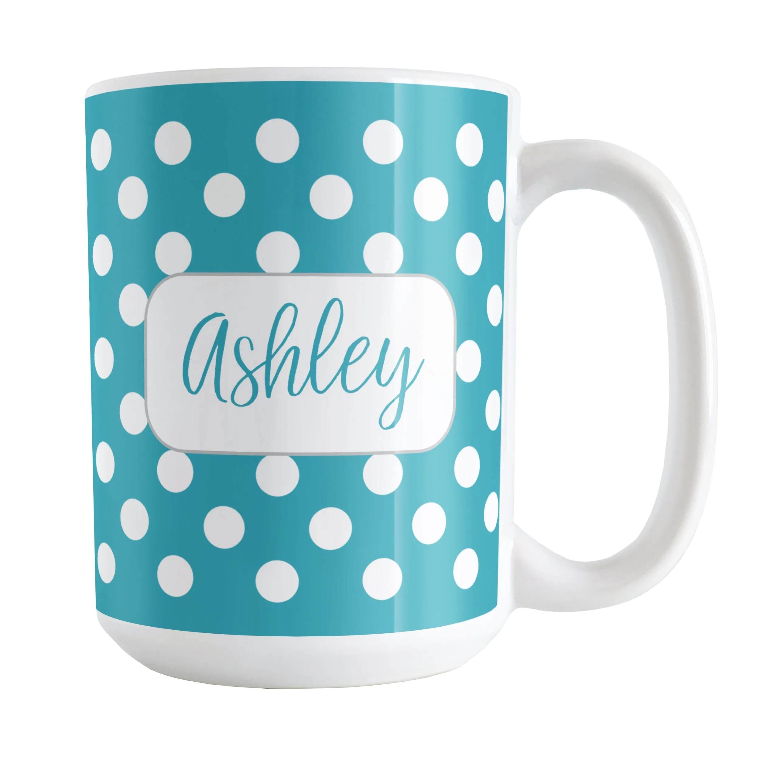 Personalized Turquoise Polka Dot Mug