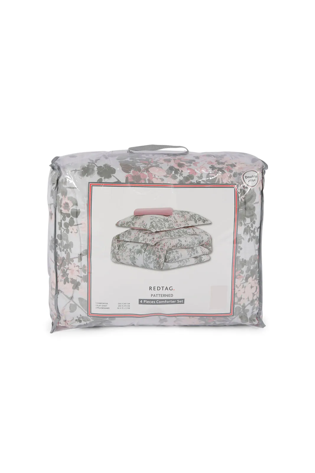 Pink 4 Piece Floral Comforter Set (Double Size)