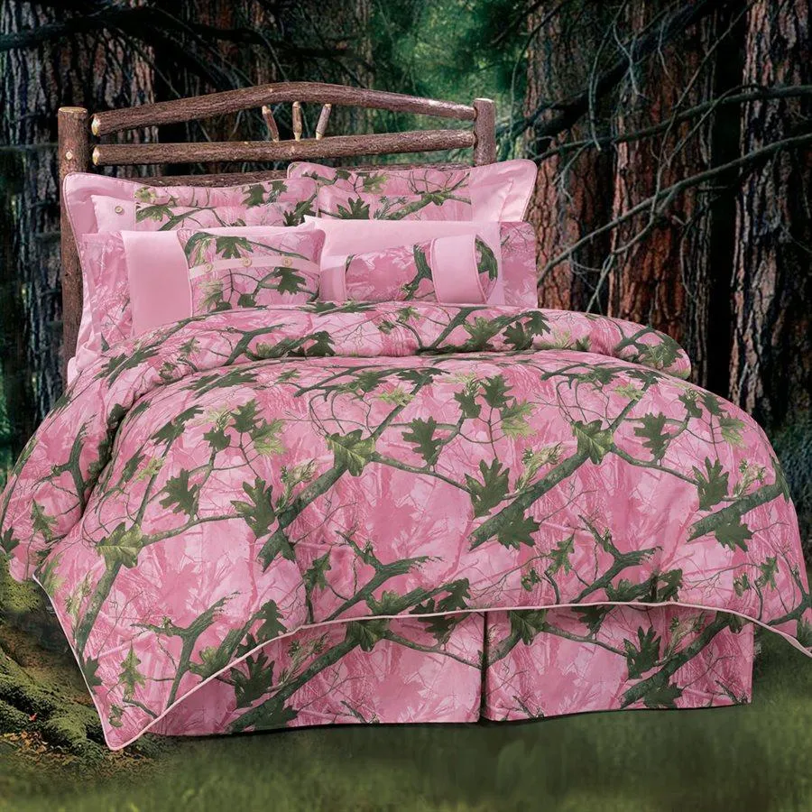 Pink Oak Camo Comforter Set, Full