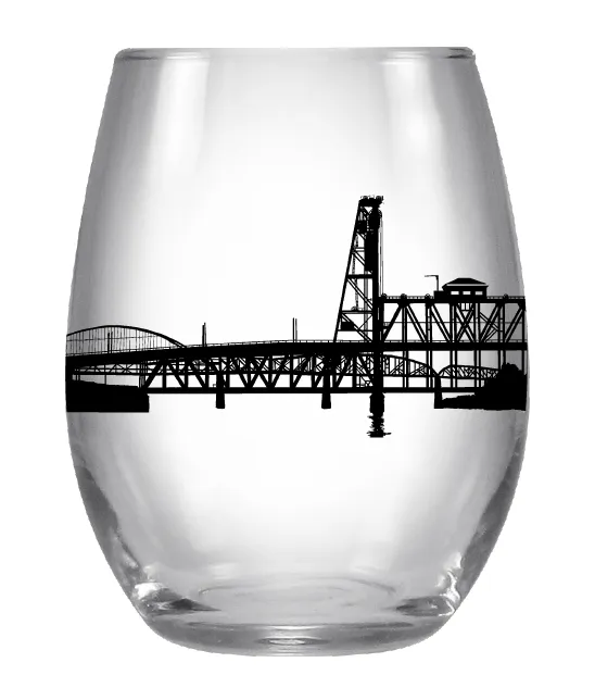 Portland Bridges Stemless Wine Glass