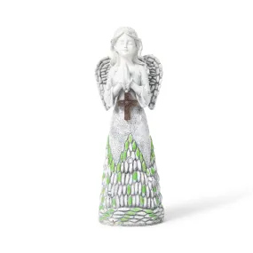 Praying Angel With Cross Solar Powered Led Outdoor Decor Garden Light