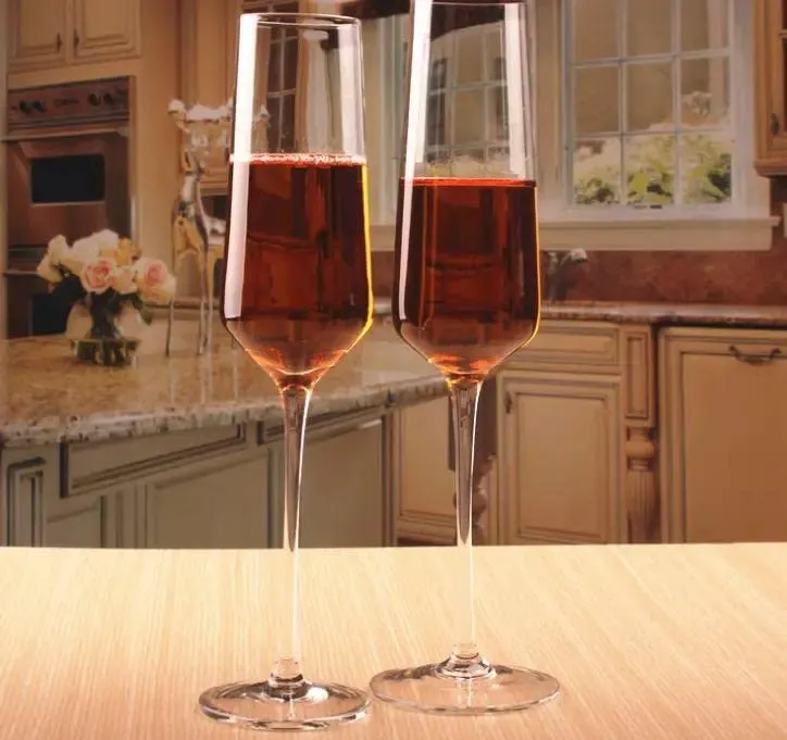 PrimeWorld 225ml Set of 2 Pcs Slim Champagne Brandy Big Stem Wine Glass White Wine Red Wine Glasses for Party Restaurants