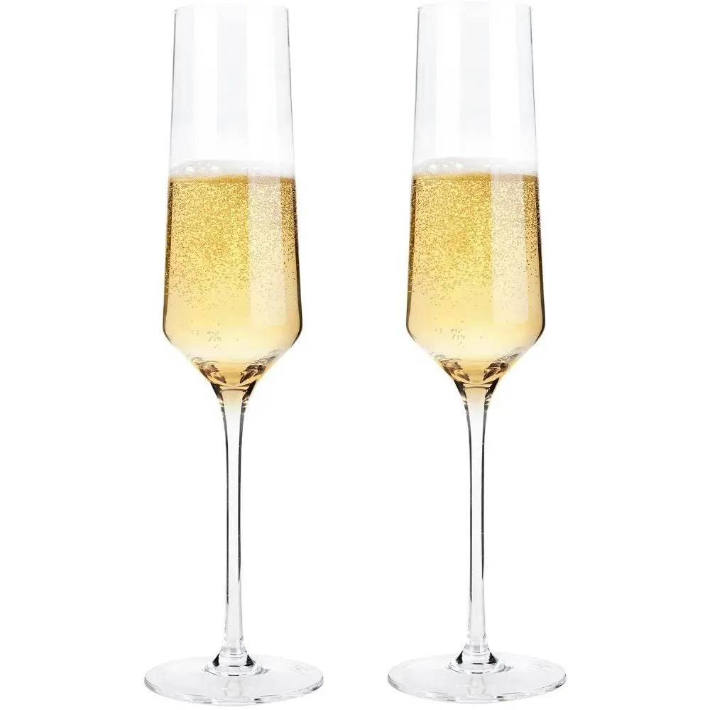 PrimeWorld 225ml Set of 2 Pcs Slim Champagne Brandy Big Stem Wine Glass White Wine Red Wine Glasses for Party Restaurants