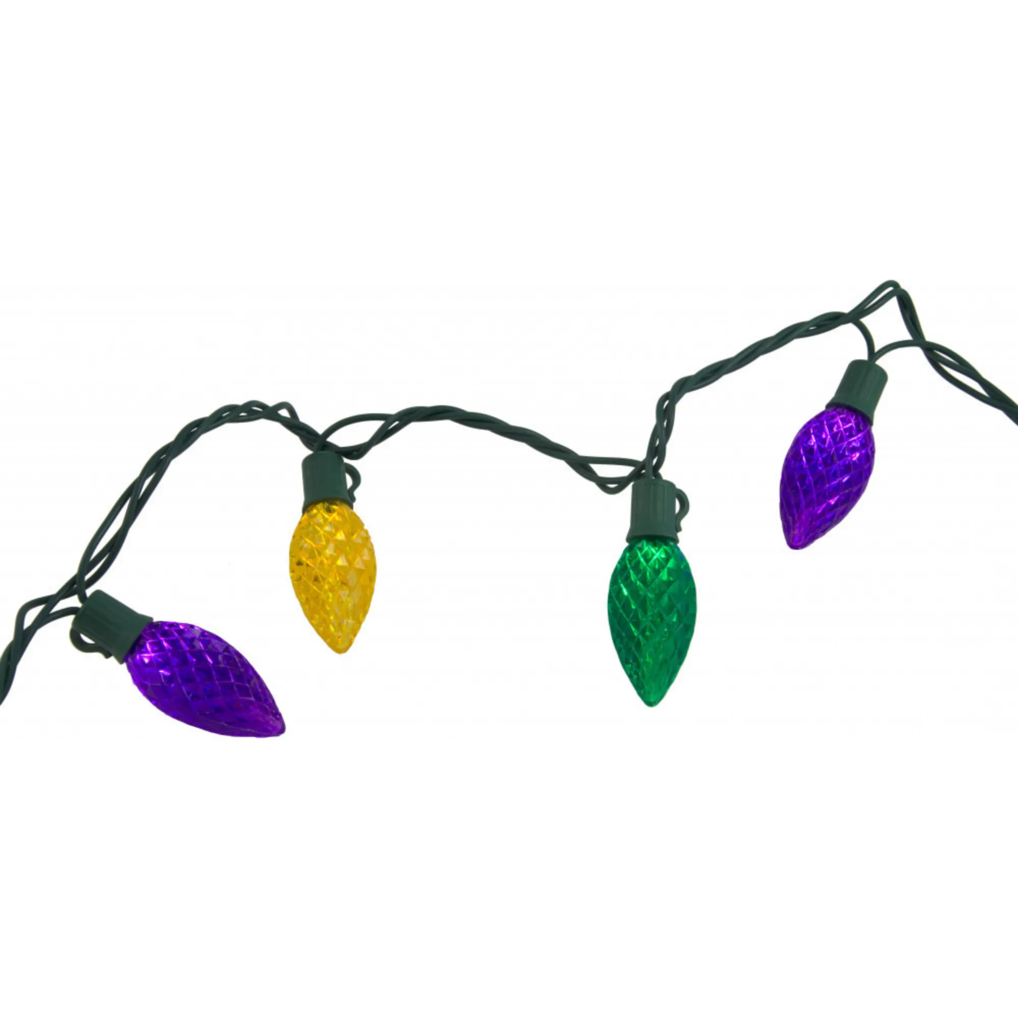 Purple, Green and Gold LED Mardi Gras Lights - 40 Lights 16' (Each)