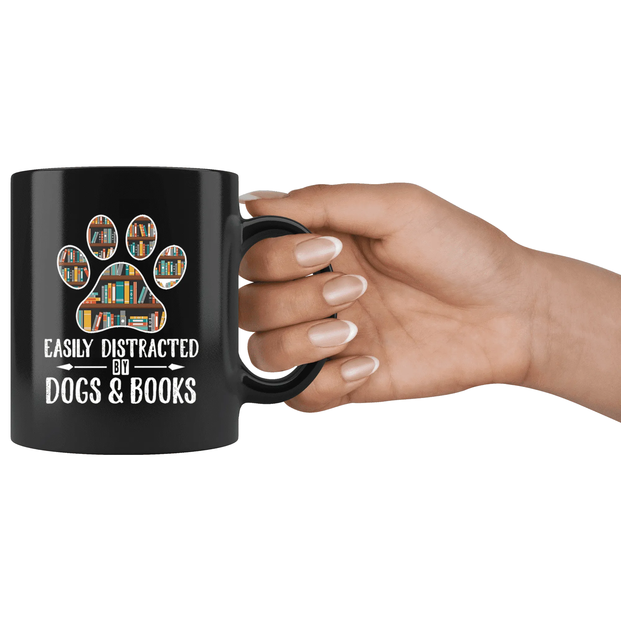 "Dogs and books"11oz black mug