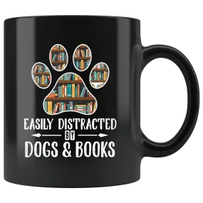 "Dogs and books"11oz black mug